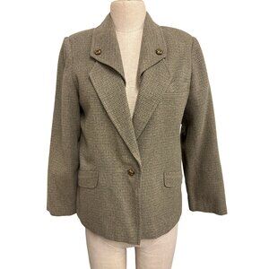 Vintage Handmade Womens Houndstooth Blazer Jacket With Button Accents and Pocket